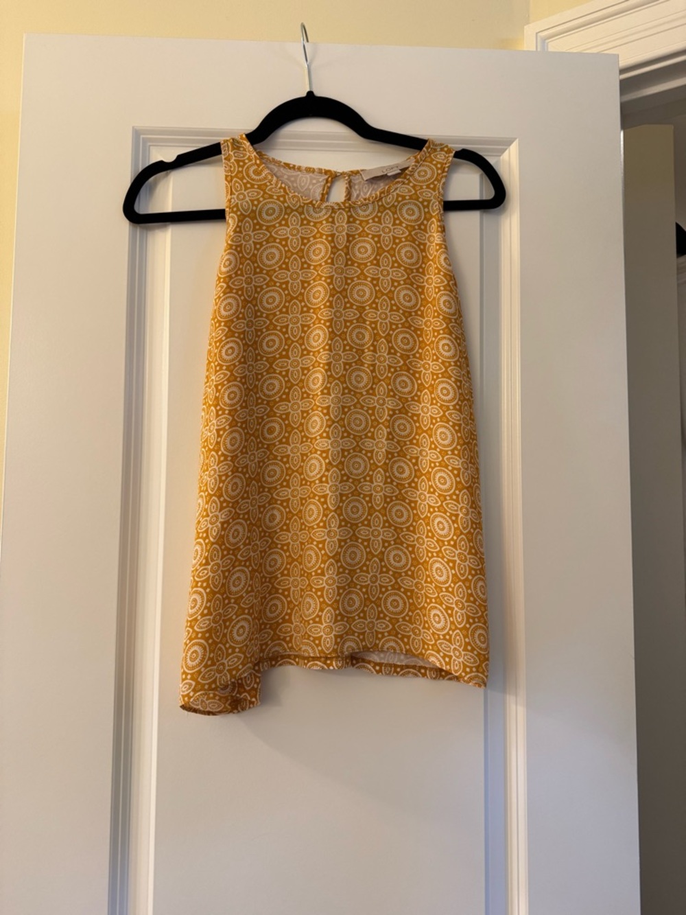 LOFT Yellow Geometric Sleeveless Tank